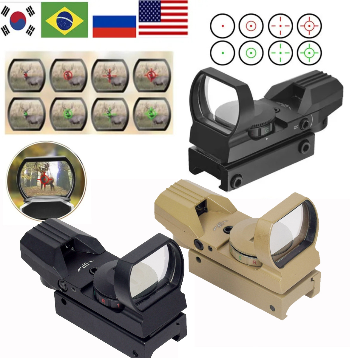 Crossbow Scope Sight - Tactical Riflescope 20mm Pictinny Rail Holographic