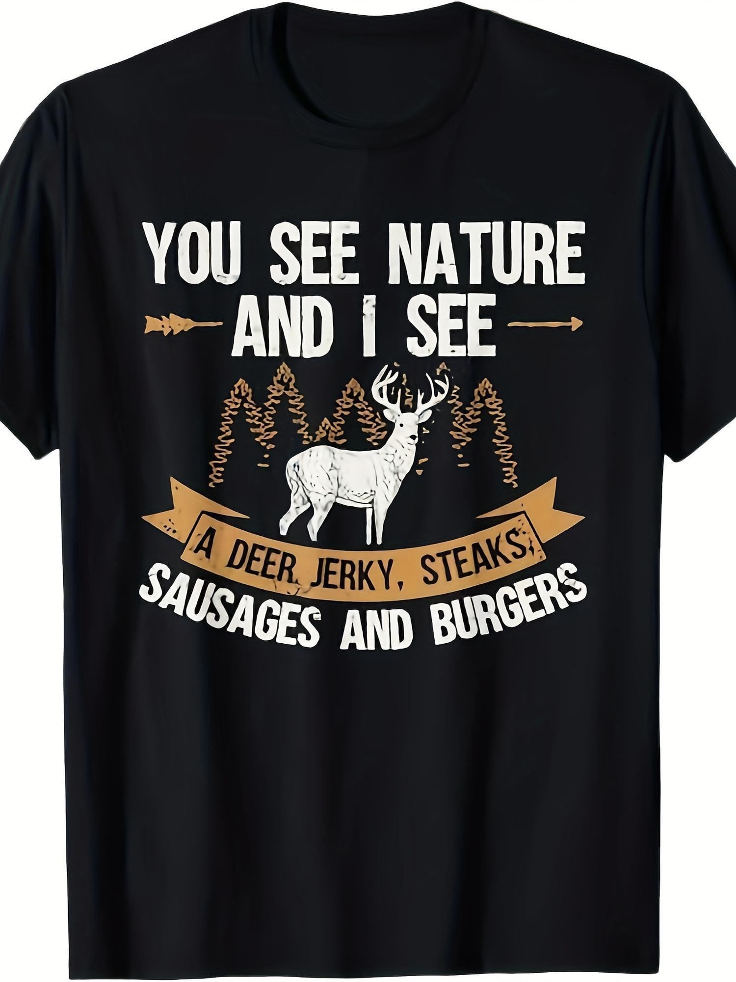 Outdoor Hunting Graphic Tees - Men's Funny Hunting T-Shirt Graphic Loose