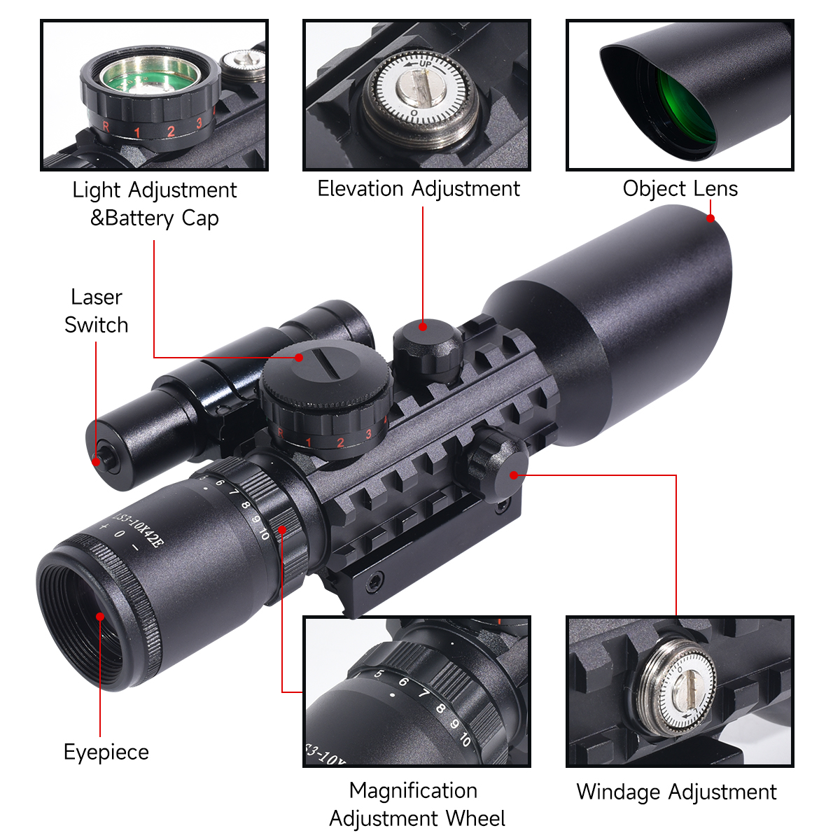 3-10X42E Tactical Scope M9 W/R - Crossbow Scope Sight review and price