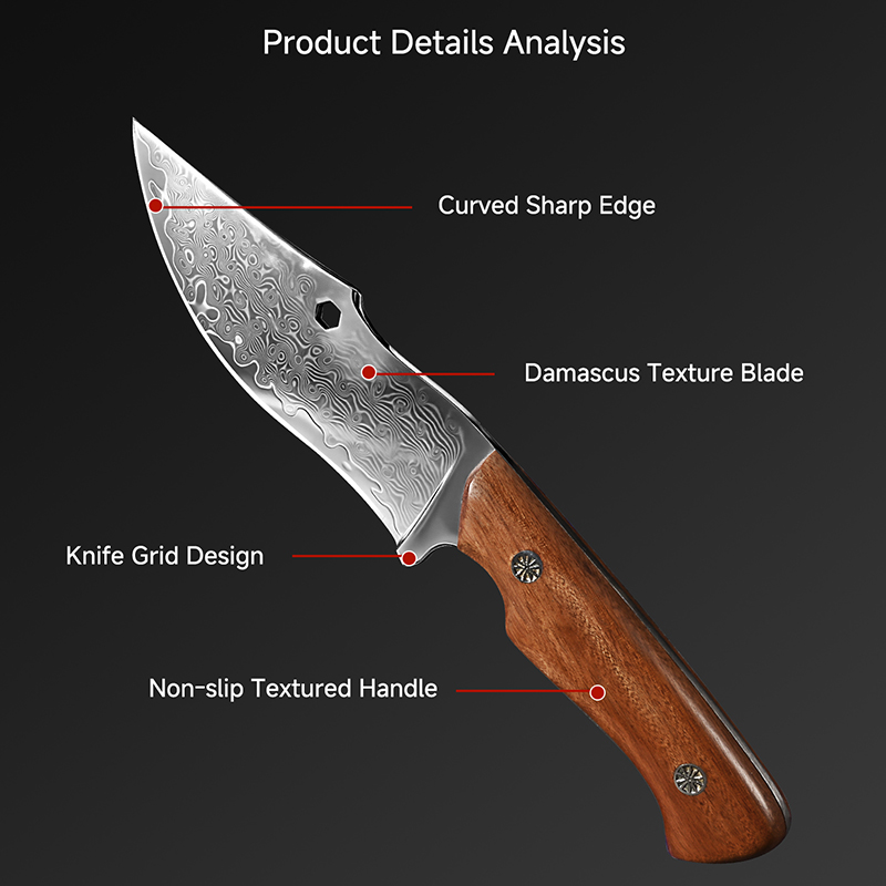 Damascus Outdoor Knife Curved  - Hunting Outdoor Edge Knives review and price