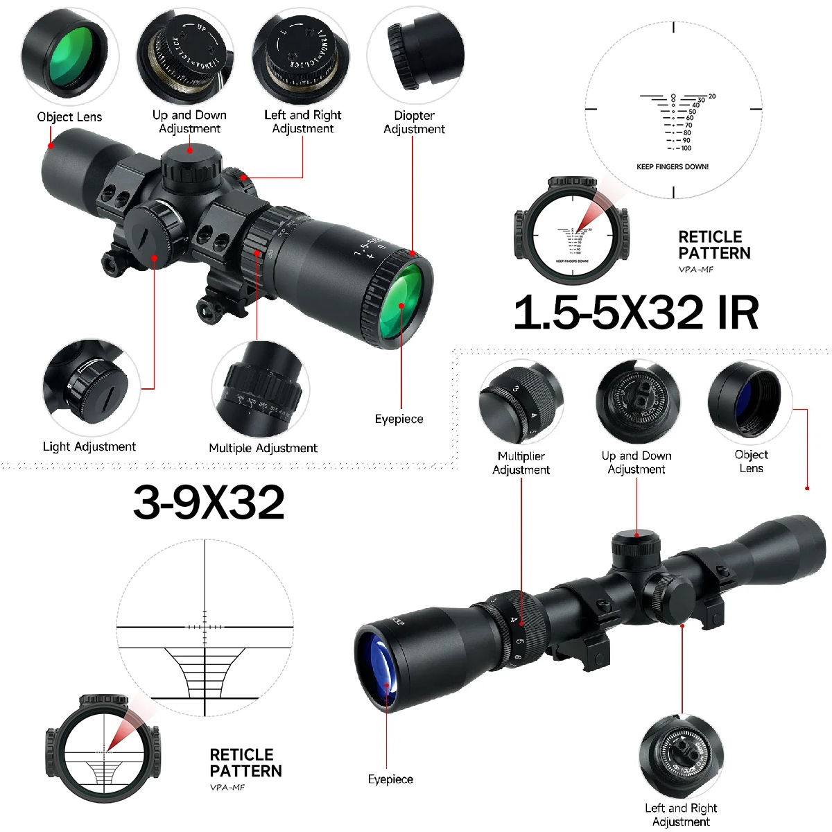 Tactical 1.5-5X32 IR 3-9X32 6- - Crossbow Scope Sight review and price