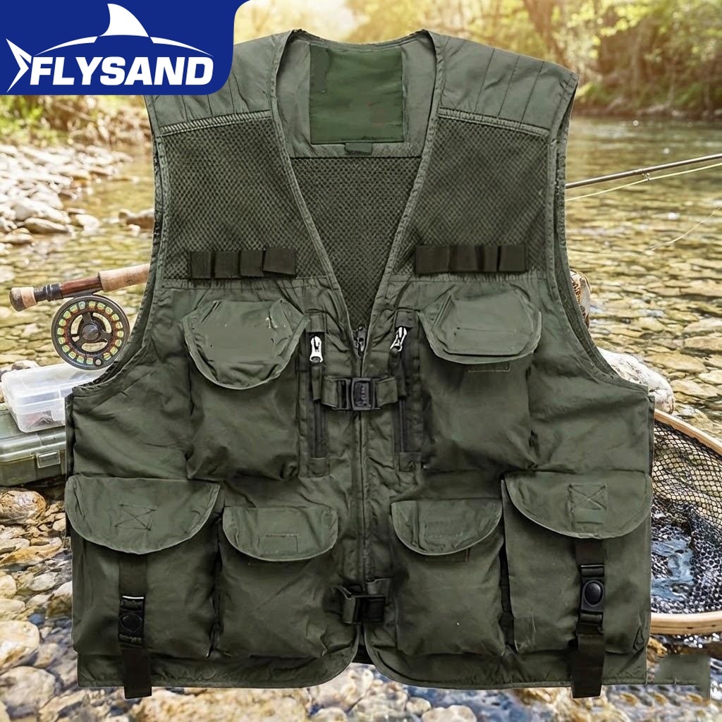 Men Fishing Vest 10 Pockets Br - Hunting Outdoor Apparel review and price