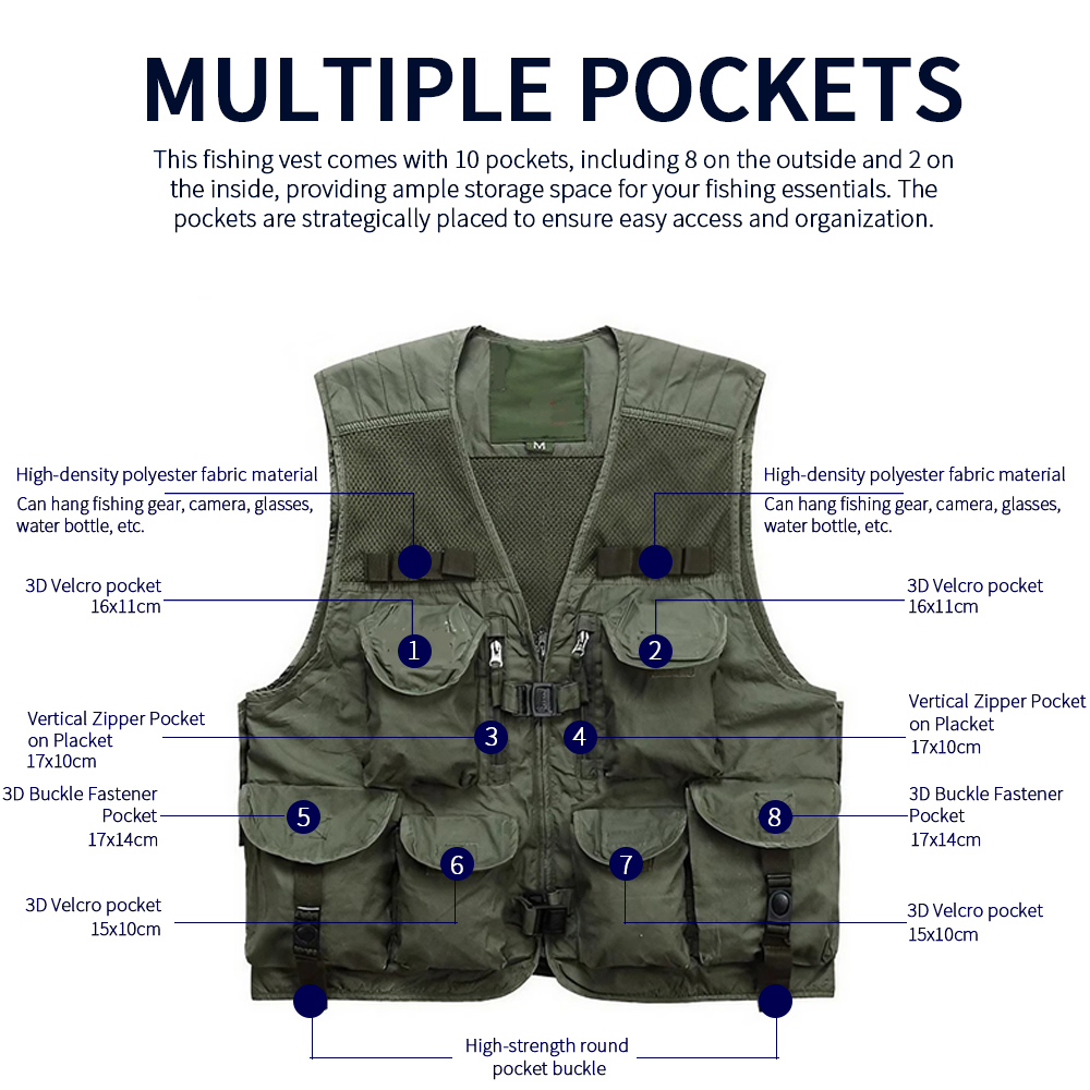 Men Fishing Vest 10 Pockets Br - Hunting Outdoor Apparel review and price